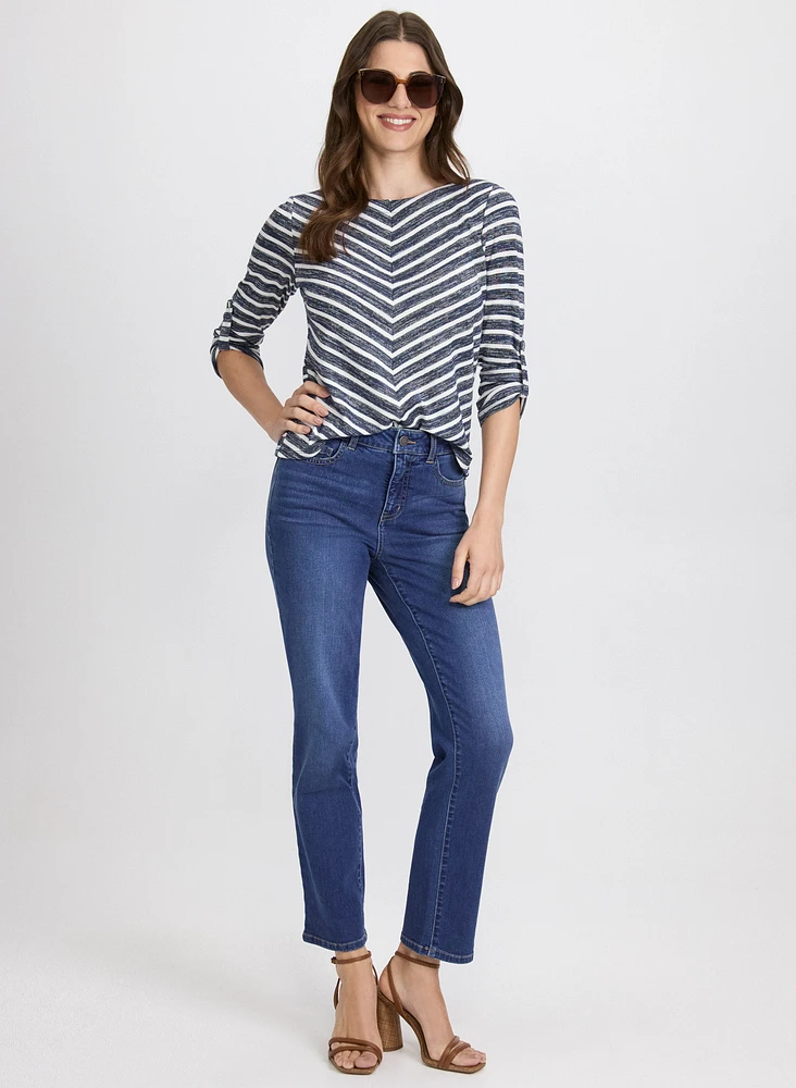 Stripe 3/4 Sleeve Top