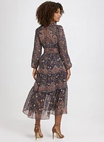 Paisley Belted Midi Dress