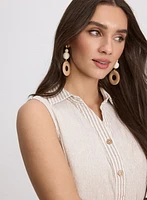 Blouse rayée en mélange de coton et lin