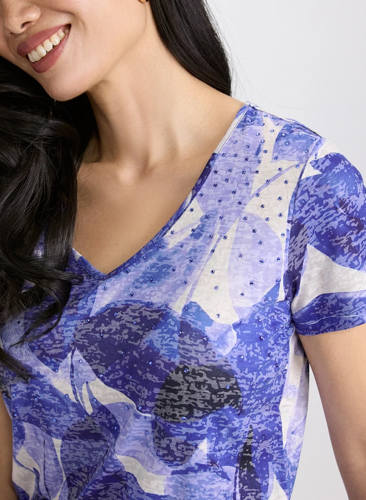 T-shirt floral embelli