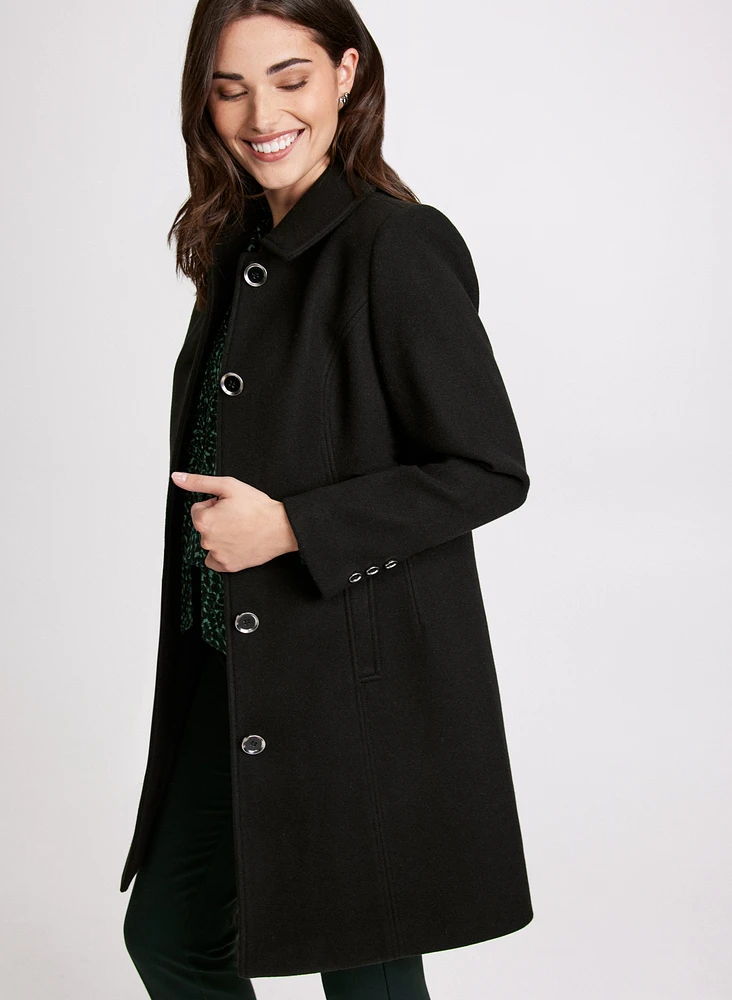 Stretch Wool-Blend Coat