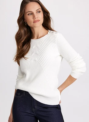 Crystal Button Embellished Sweater