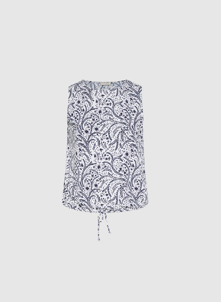 Printed Drawstring Top