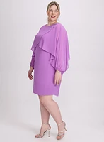 Brooch Embellished Capelet Dress