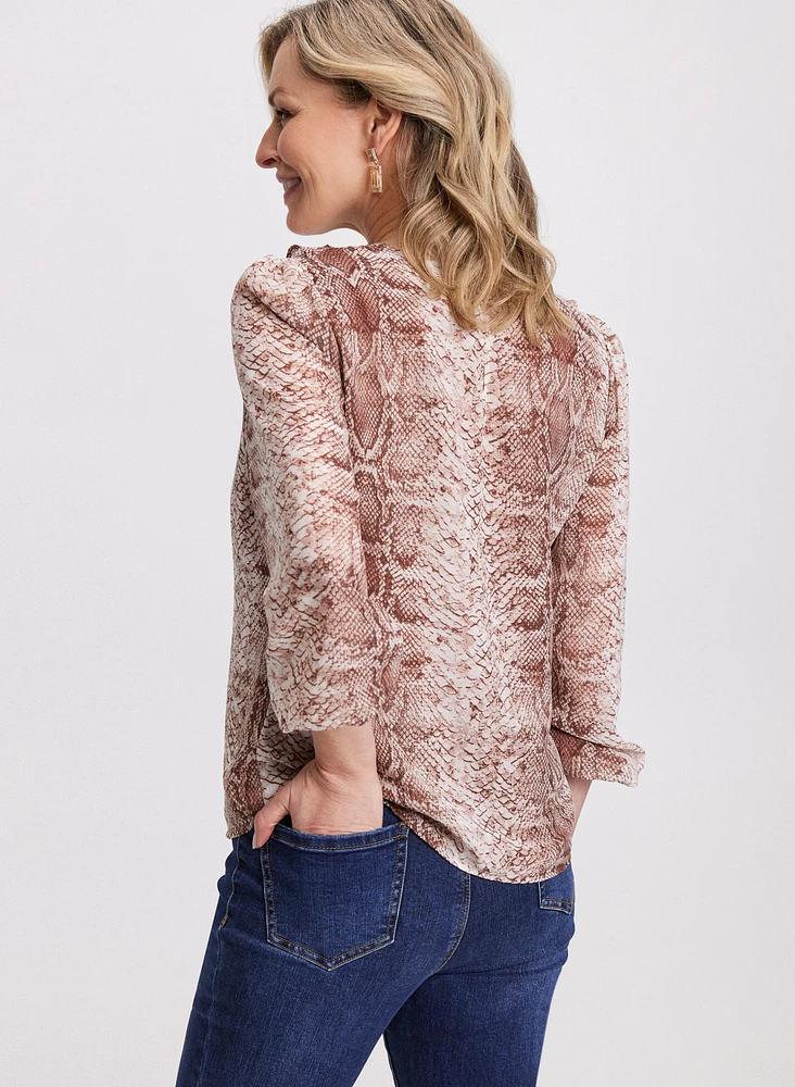 Snake Print Chiffon Blouse