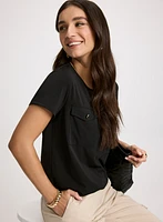 Buttoned Flap Pocket Top