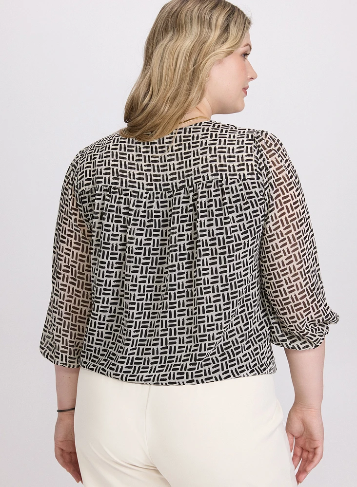 Geometric Chiffon Blouse