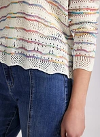 Pull en tricot pointelle à rayures multicolores