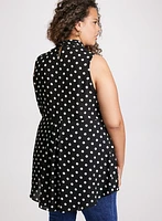 Blouse à pois col montant