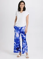 Pantalon Olivia large à motif feuilles