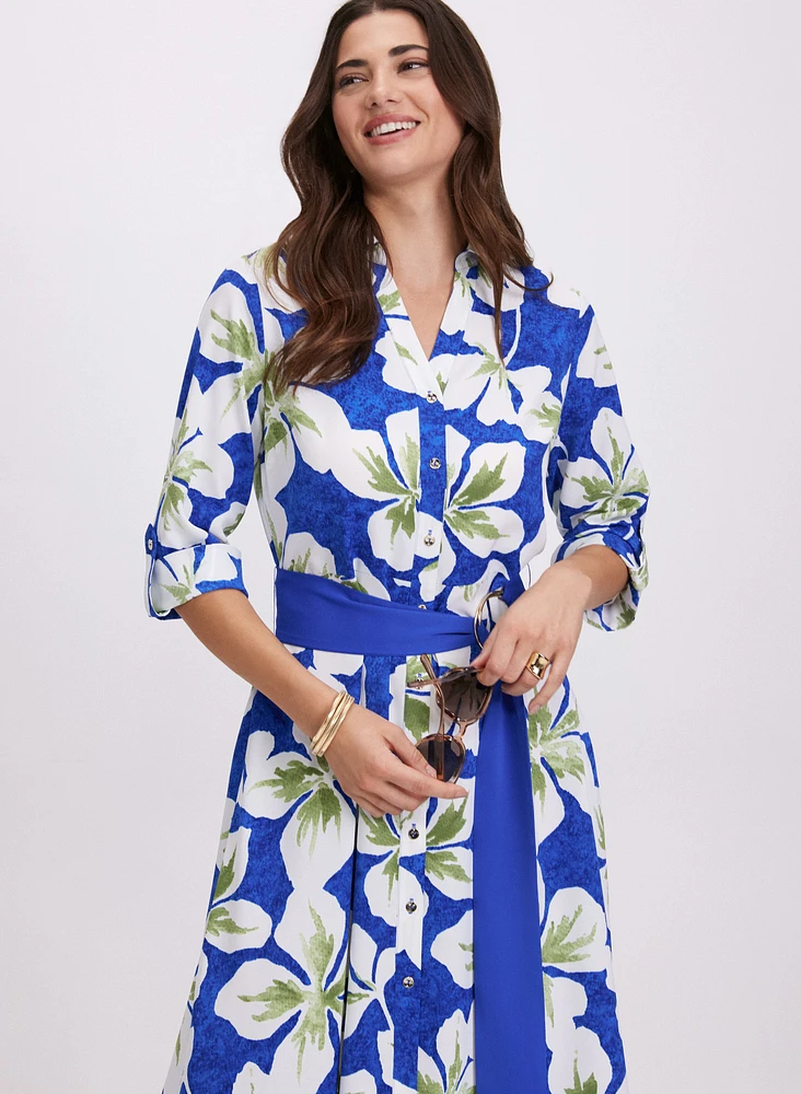 Robe florale boutonnée