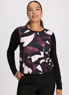 Geometric Print Long Sleeve Top