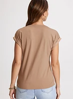Zip-Front Knit T-Shirt