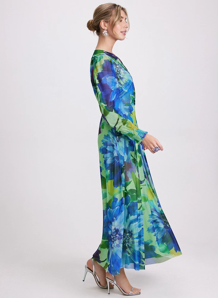 Robe maxi à motif floral abstrait