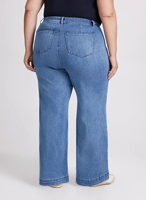 Faded Wide-Leg Jeans