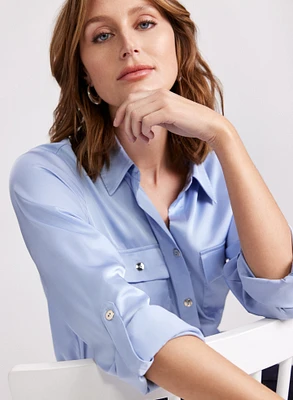 Satin Button Down Blouse