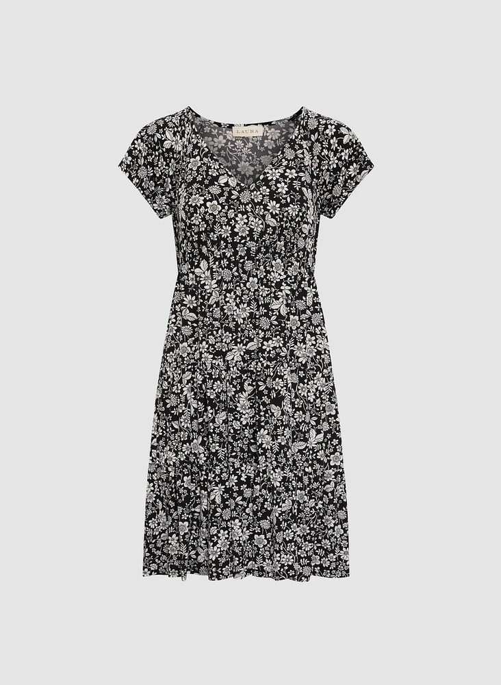 V-Neck Floral Dress