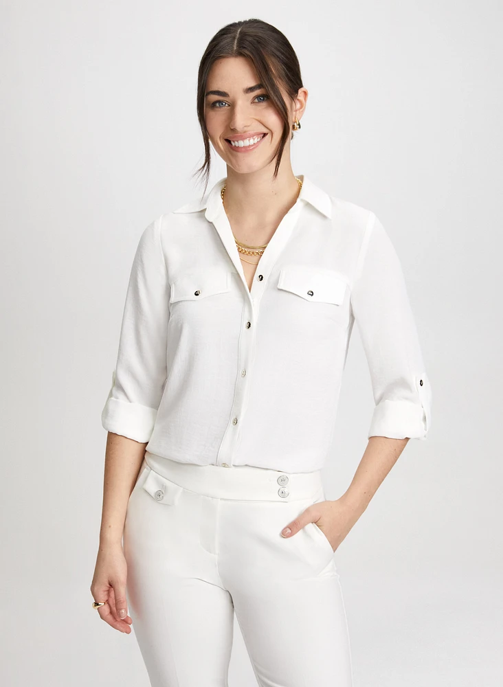 Blouse boutonnée en crêpe