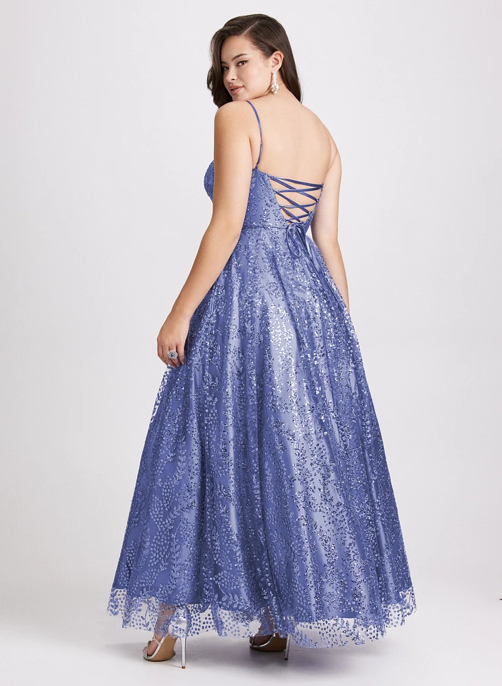 Sweetheart Neckline Sequin Gown