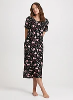 Short Sleeve Printed Nightgown