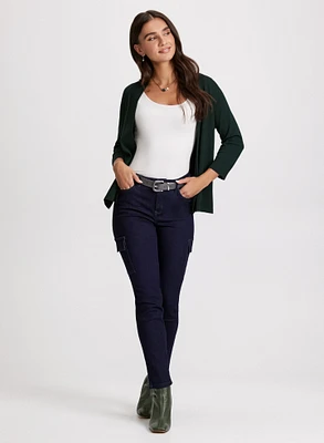 Pointelle Stitch Cardigan & Cargo Jeans