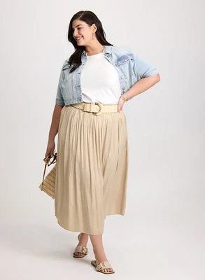 Smocked Waist Satin Maxi Skirt