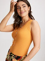 Sleeveless Ribbed Knit Sweater