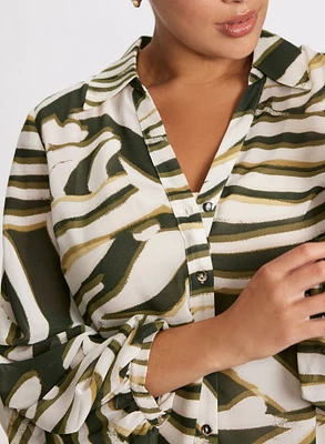 Animal Print Button-Up Tunic