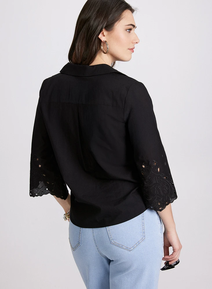 Embroidered Sleeve Blouse