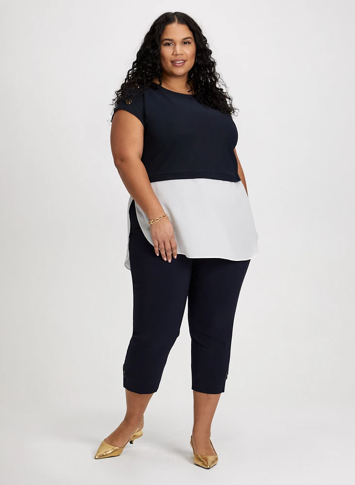 Decorative Buttons Colour Block Top