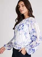 Blouse florale à trou de serrure