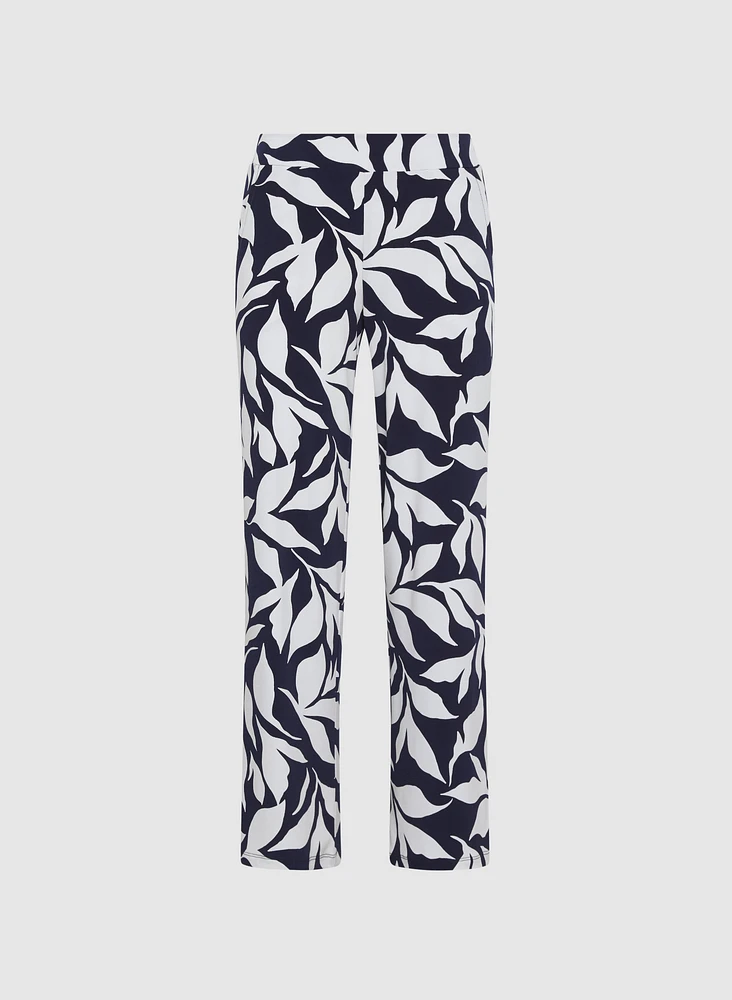 Pantalon Olivia large à motif feuilles