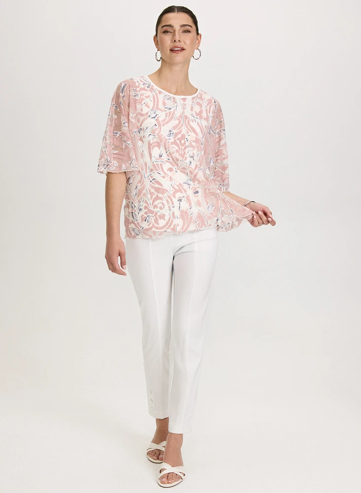 Haut floral à effet transparent