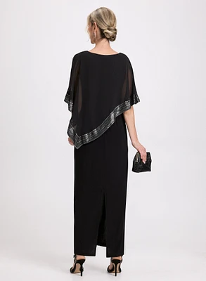 Capelet Effect Evening Dress