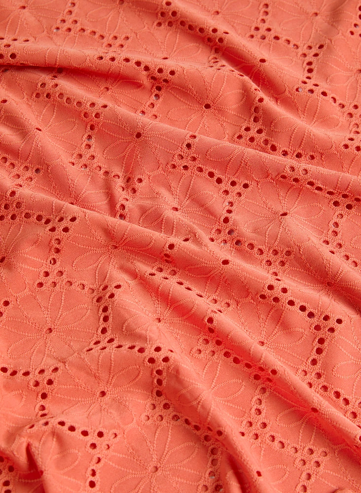 Tie-Front Eyelet Top