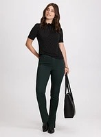 Polka Dot Mock Neck Top & Straight Leg Jeans