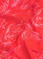 Leaf Print Chiffon Blouse