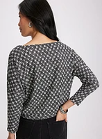 Houndstooth Jacquard Knit Top