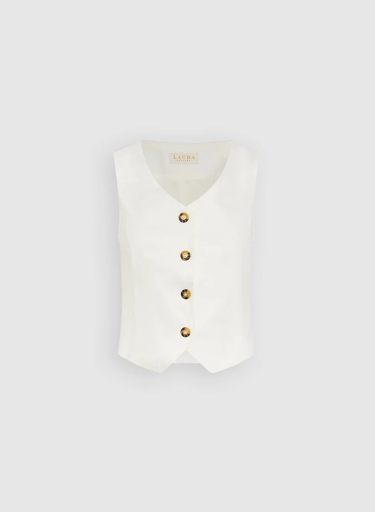 Linen-Blend Vest