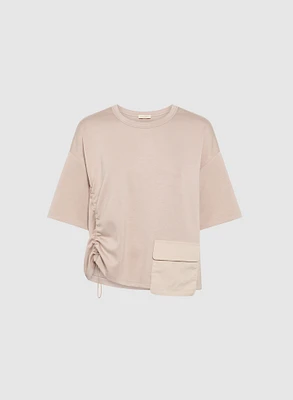 Ruched Flap Pocket T-Shirt