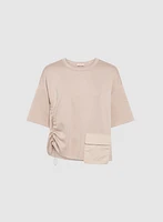 Ruched Flap Pocket T-Shirt