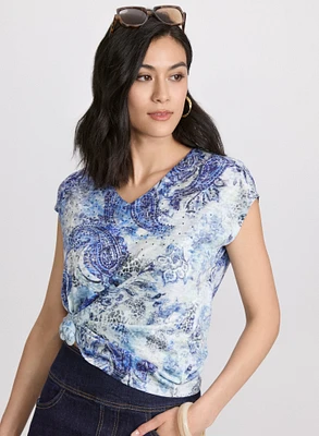 T-shirt chiné à motif paisley