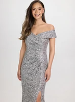 Sequin Embellished Off-Shoulder Dress