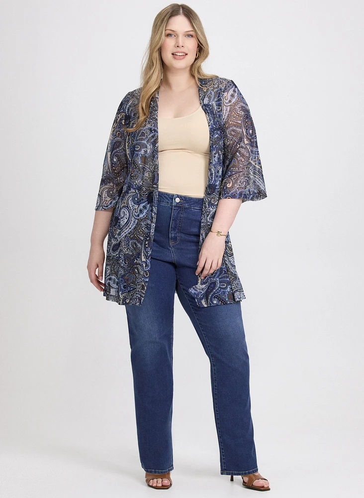 Cardigan ouvert à motif paisley