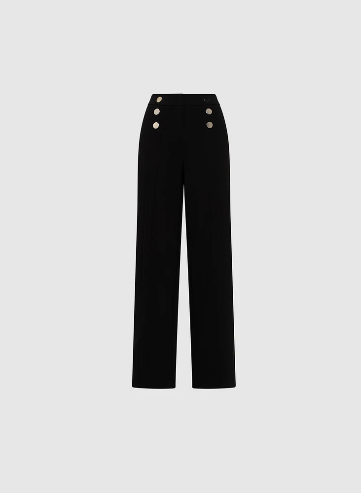 Olivia Wide-Leg Button Detail Pants - Regular