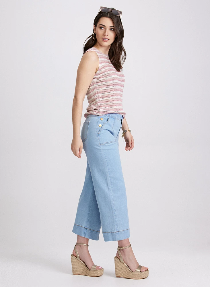 Wide-Leg Pocket Jeans