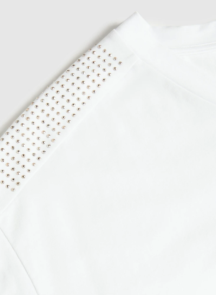 T-shirt froncé à pierres