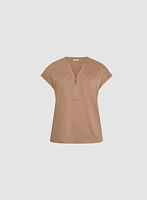 Zipper Neckline T-Shirt