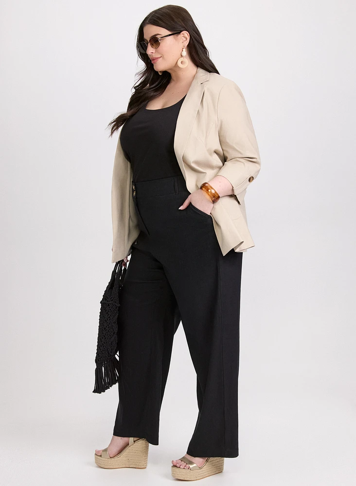 Olivia Stretch-Linen Wide-Leg Pants
