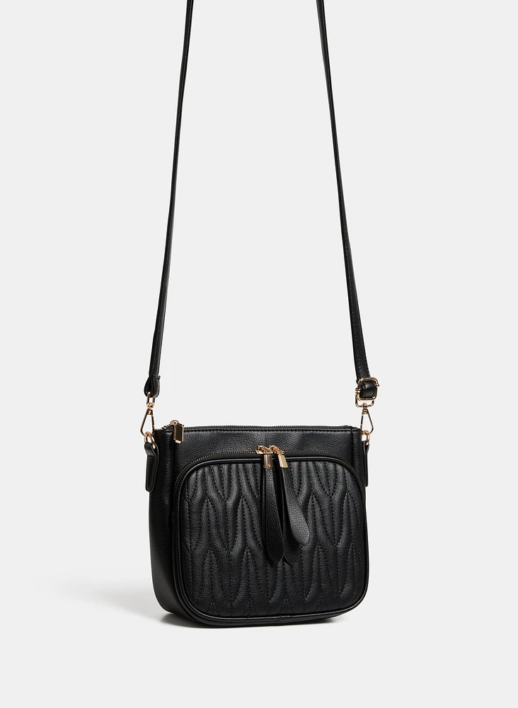 Quilted Front Crossbody Bag